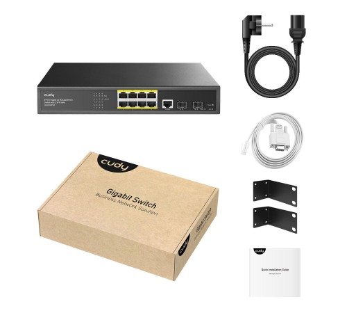 Коммутатор/ 8-Port Layer 2 Managed Gigabit PoE+ Switch with 2 Gigabit SFP Slots, 120W