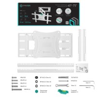 ONKRON кронштейн для телевизора 40"-75" наклонно-поворотный, белый M7L