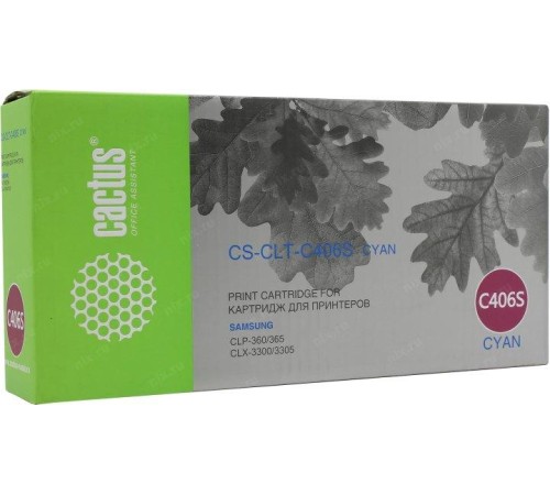 -/ Картридж лазерный Cactus CS-CLT-C406S CLT-C406S голубой (1000стр.) для Samsung CLP-360/365/CLX-3300/