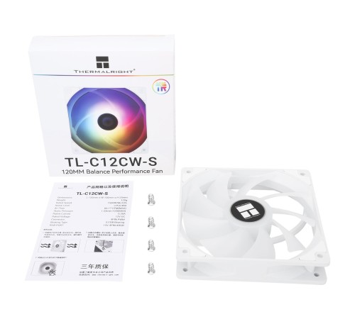 Кулер для корпуса/ Case Cooler Thermalright TL-C12CW-S (120x120x25mm, 4-pin PWM, ARGB, 66.17CFM, 25.6dBA, 1550RPM, White) Кулер для корпуса/ Case Cooler Thermalright TL-C12CW-S (120x120x25mm, 4-pin PWM, ARGB, 66.17CFM, 25.6dBA, 1550RPM, White)
