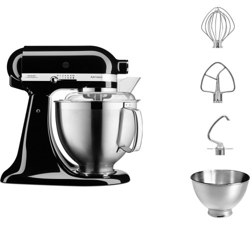 Настольный миксер KitchenAid Настольный миксер с откидным блоком Artisan 4.8 л, черный Настольный миксер KitchenAid Настольный миксер с откидным блоком Artisan 4.8 л, черный