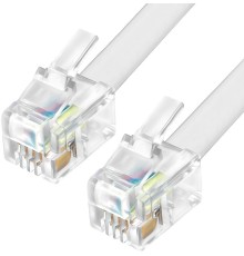 GCR Телефонный шнур витой для трубки  1.0m, RJ9 4P4C (джек) белый, GCR-53088