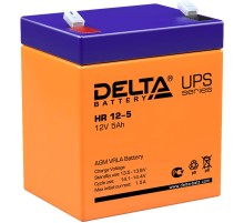 Батарея DELTA серия HR, HR 12-5, напряжение 12В, емкость 5Ач (разряд 20 часов),  макс. ток разряда (5 сек.) 75А, макс. ток заряда 1.5А, свинцово-кислотная типа AGM, клеммы F2, ДxШxВ 90х70х101мм., вес 1.8кг., срок службы 8 лет./ Battery DELTA series HR, HR