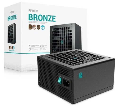 Блок питания Deepcool GAMERSTORM PF500X (ATX 2.52, 500W, PWM 120mm fan, Active PFC+DC to DC, 80+ BRONZE) RET Блок питания Deepcool GAMERSTORM PF500X (ATX 2.52, 500W, PWM 120mm fan, Active PFC+DC to DC, 80+ BRONZE) RET