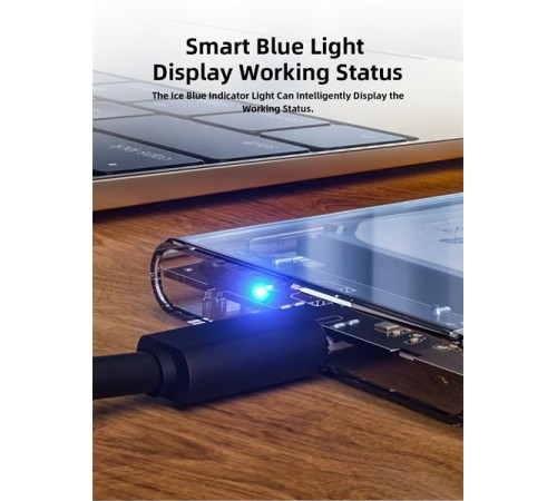 Внешний корпус для диска HDD/SSD Netac WH11 2.5 SATA to USB3.0 External HDD/SSD Case, Slide Transparent Cover, with USB3.0 A to B cable