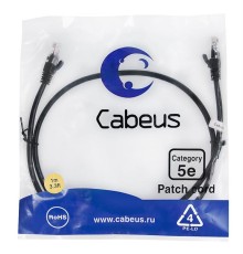 Патч-корд Cabeus PC-UTP-RJ45-Cat.5e-1m-BK Патч-корд U/UTP, категория 5е, 2xRJ45/8p8c, неэкранированный, черный, PVC, 1м