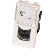  Вставка Mosaic 22.5x45, RJ-45 UTP, кат.6, со шторкой и увеличенным окном маркировки, белая