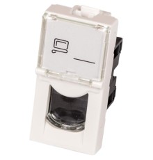  Вставка Mosaic 22.5x45, RJ-45 UTP, кат.6, со шторкой и увеличенным окном маркировки, белая