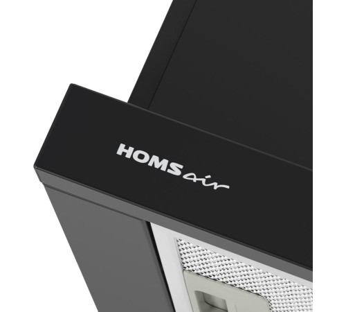 ВЫТЯЖКА HOMSair Flat 50 Black/ встраиваемая, кнопочное управление, 2 скорости, 520 м3/ч, до 20 м2, 45 дБ, угольный фильтр CF110 - 1 шт, ШхВхД: 500х176х280 мм, черный цвет