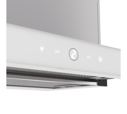 Вытяжка Franke/ Best, Вытяжка TOUCH WH 60, 60см, 750 м3/ч, сенсорное управление, LED освещение, Угольный фильтр Ф-07 (приобретается отдельно), цвет: нержавеющая сталь, лицевая планка: белое стекло