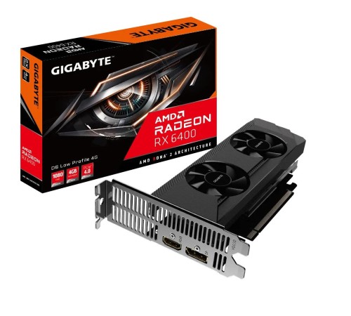 Видеокарта/ VGA GIGABYTE AMD RADEON RX 6400 D6 LOW PROFILE 4G 4GB, GDDR6/64-bit, PCIe 4.0, 1xHDMI 2.1, 1xDP, 2-slot