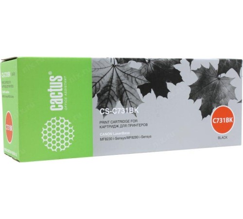-/ Картридж лазерный Cactus CS-C731BK 731 BK черный (1600стр.) для Canon LB i-Sensys MF8230/MF8280