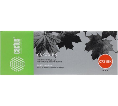 -/ Картридж лазерный Cactus CS-C731BK 731 BK черный (1600стр.) для Canon LB i-Sensys MF8230/MF8280