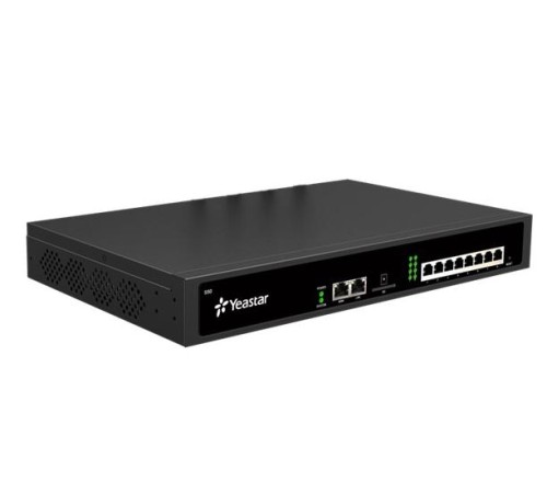 АТС YEASTAR IP-АТС на 50 абонентов и 25 одновременных вызовов, позволяет подключать аналоговые линии/телефоны, линии BRI и GSM-линию посредством дополнительных модулей, поддерживает протоколы MFC R2, SS7,