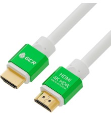 Greenconnect Кабель 3.0m HDMI версия 2.0, HDR 4:2:2, Ultra HD, 4K 60 fps 60Hz/5K*30Hz, 3D, AUDIO, 18.0 Гбит/с, 28/28 AWG, OD7.3mm, тройной экран, белый, AL корпус зеленый, GCR-51293