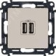 Valena LIFE. Зарядное устройство с двумя USB-разьемами 240В/5В 1500мА. С лицевой панелью. Слоновая кость