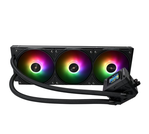 Водяное охлаждение для процессора/ Water Cooling System Thermalright Frozen Warframe SE 360 ARGB Black (360mm, LED temp., Black, ARGB/ Fans: 3x120mm, 70.84CFM, 29.8dBA, 2000RPM/ Pump height 59mm, Rad thickness 27mm/ S: 1851, 1700, 1200, 115X, AM5, AM4) Водяное охлаждение для процессора/ Water Cooling System Thermalright Frozen Warframe SE 360 ARGB Black (360mm, LED temp., Black, ARGB/ Fans: 3x120mm, 70.84CFM, 29.8dBA, 2000RPM/ Pump height 59mm, Rad thickness 27mm/ S: 1851, 1700, 1200, 115X, AM5, AM4)