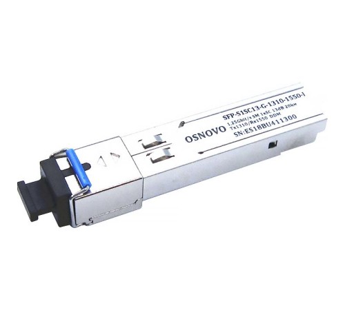 Трансивер/ OSNOVO Оптический гигабитный SFP Модуль промышленный, SC, одно волокно SM, Tx:1310/Rx:1550, до 1,25 Гбит/c, до 20 км Трансивер/ OSNOVO Оптический гигабитный SFP Модуль промышленный, SC, одно волокно SM, Tx:1310/Rx:1550, до 1,25 Гбит/c, до 20 км