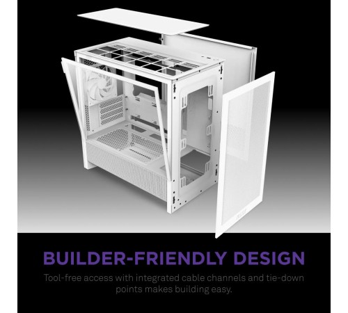 Корпус без блока питания/ Case NZXT H3 Flow (2025), Midi-Tower, TG, 1x120mm, 1xUSB-A 3.2 + 1xUSB-C 3.2, mATX, mITX White