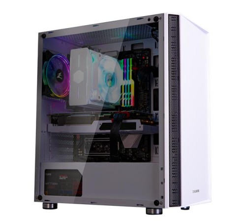 Корпус ZALMAN R2, ATX, WHITE, WINDOW, 2x3.5", 2x2.5", 2xUSB2.0, 1xUSB3.0, RGB FAN CONTROLLER, REAR 1x120mm RGB (дефект покраски + замазана царапина замазкой внутри корпуса)