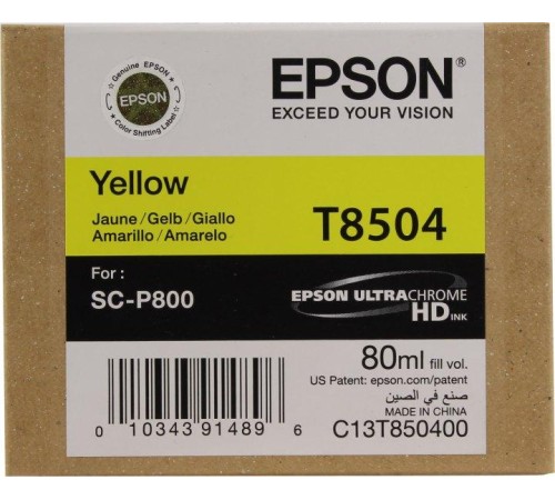 Картридж/ T850 SC-P800 Yellow T850400 UltraChrome HD ink 80ml Картридж/ T850 SC-P800 Yellow T850400 UltraChrome HD ink 80ml