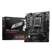 Материнская плата/ MB MSI AMD B650 sAM5, 2xDDR5(128GB), D-SUB/HDMI 2.1, 1xPCIe 4.0x16, 1xPCIe 3.0, 1xLAN (2.5GbE), 4xSATA 6Gb/s, 1xM.2, 4xUSB 3.2, 2xUSB 2.0, 2xPS/2, mATX