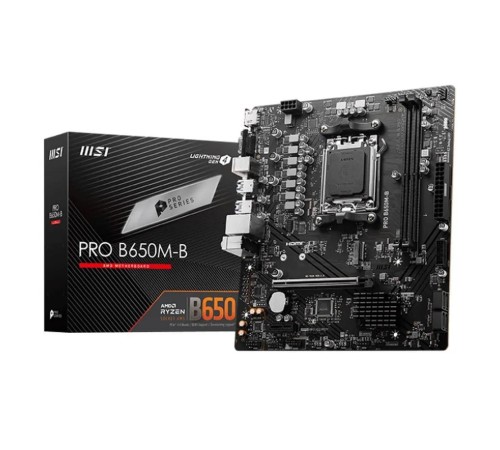 Материнская плата/ MB MSI AMD B650 sAM5, 2xDDR5(128GB), D-SUB/HDMI 2.1, 1xPCIe 4.0x16, 1xPCIe 3.0, 1xLAN (2.5GbE), 4xSATA 6Gb/s, 1xM.2, 4xUSB 3.2, 2xUSB 2.0, 2xPS/2, mATX Материнская плата/ MB MSI AMD B650 sAM5, 2xDDR5(128GB), D-SUB/HDMI 2.1, 1xPCIe 4.0x16, 1xPCIe 3.0, 1xLAN (2.5GbE), 4xSATA 6Gb/s, 1xM.2, 4xUSB 3.2, 2xUSB 2.0, 2xPS/2, mATX