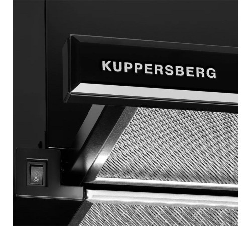 Встраиваемая вытяжка Kuppersberg/ Встраиваемая телескопическая вытяжка, ширина 60 см, отвод/рециркуляция, 1500 м3/час, механическое управление, 3 скорости, освещение 2х2 Вт, металлические жироулавливающие фильтры, угольный фильтр KF-ES (опция), 63.4 дБ, о