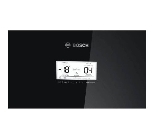 Холодильник BOSCH 6 серия, 203х60х66, объем камер максимальный 290+110,NoFrost, морозильная камера нижняя, цвет: черный под стеклом,SuperCooling, superFreezing, Multi-Flow Air Tower Холодильник BOSCH 6 серия, 203х60х66, объем камер максимальный 290+110,NoFrost, морозильная камера нижняя, цвет: черный под стеклом,SuperCooling, superFreezing, Multi-Flow Air Tower