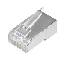 GCR Коннектор RJ-45 cat.5e FTP Male 8p8c для многожильного кабеля, экранированный, позолоченные контакты, слот для заземления, никель (10 шт)