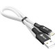 GCR Кабель PREMIUM 1.2m для iPhone, iPad, Air, AM/Lightning, MFI, белый нейлон, AL case черный, 28/24 AWG, GCR-53447