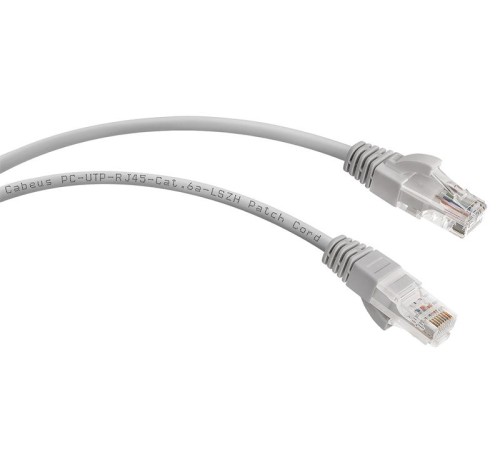 Патч-корд U/UTP, категория 6а (10G), 2xRJ45/8p8c, LSZH, 5м Cabeus PC-UTP-RJ45-Cat.6a-5m-LSZH Патч-корд U/UTP, категория 6а (10G), 2xRJ45/8p8c, неэкранированный, серый, LSZH, 5м
