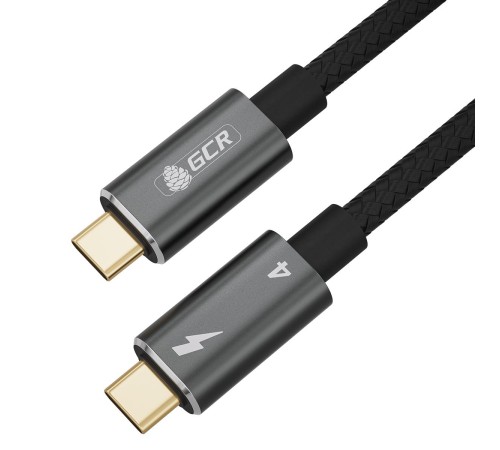 GCR Кабель TypeC Thunderbolt 4, 1.0m, черный, 100W, 40 Гбит/с, 8K60Hz, GCR-54620