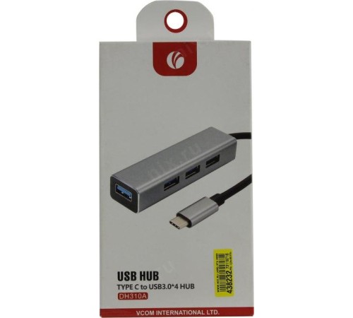 Кабель-концентратор/ Кабель-концентратор USB 3.1 Type-Cm --> 4 port USB3.0(f)  Aluminum Shell VCOM <DH310A>