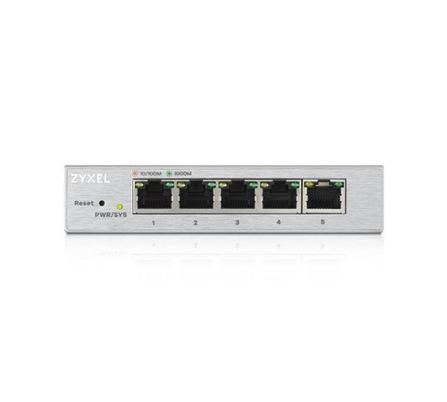 Коммутатор Smart L2 коммутатор Zyxel GS1200-5, 5xGE, настольный, бесшумный, с поддержкой VLAN, IGMP, QoS и Link Aggregation