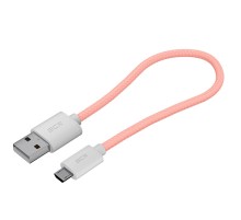 GCR Кабель 3A 0.5m MicroUSB, быстрая зарядка, розовый нейлон,  GCR-51688