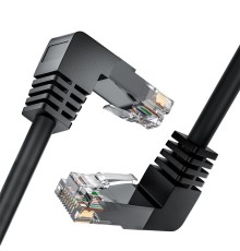 GCR Патч-корд 0.5m UTP кат.6, черный, верхний/верхний угол, литой, ethernet high speed, RJ45, T568B
