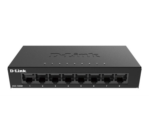 Коммутатор D-Link Неуправляемый коммутатор, 8x1000Base-T, корпус металл
