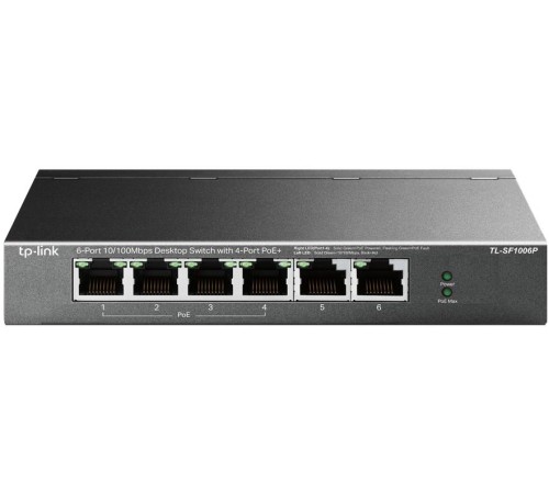 Коммутатор/ 4-port 10/100 Mbit / s unmanaged PoE + switch with 2 10/100 Mbit/s Uplink ports, metal case, desktop installation, 4 802.3 af/at PoE+ ports, 2 10/100 Mbit/s Uplink ports
