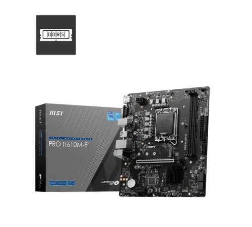 Материнская плата/ MB MSI INTEL H610 s1700, 2xDDR5(96GB), D-SUB/HDMI 1.4, 1xPCIe 4.0x16, 1xPCIe 3.0, 1xLAN, 4xSATA 6Gb/s, 1xM.2, 2xUSB 3.2, 4xUSB 2.0, 1xPS/2, mATX Материнская плата/ MB MSI INTEL H610 s1700, 2xDDR5(96GB), D-SUB/HDMI 1.4, 1xPCIe 4.0x16, 1xPCIe 3.0, 1xLAN, 4xSATA 6Gb/s, 1xM.2, 2xUSB 3.2, 4xUSB 2.0, 1xPS/2, mATX