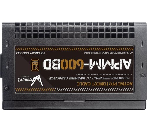 Блок питания Formula V Line APMM-600BD, 600W, ATX3.1/PCIe5.1, APFC, 80+ Bronze, 12cm Fan Блок питания Formula V Line APMM-600BD, 600W, ATX3.1/PCIe5.1, APFC, 80+ Bronze, 12cm Fan