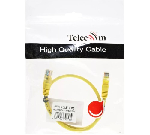 Патчкорд/ Патчкорд литой "Telecom" UTP кат.5е 0,5м желтый