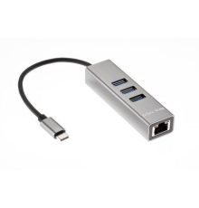 Переходник/ Переходник USB 3.1 Type-C -->RJ-45 1000Mbps +3 USB3.0, Aluminum Shell, 0.2м Telecom <TA311C>