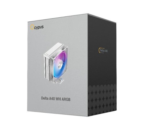 Кулер для процессора Ocypus Delta A40 WH ARGB, 120mm ARGB FAN, Top Panel, 4 HEAT PIPES, 4-PIN PWM, 500-2000 RPM, 29DBA, HYDRO BEARING, LGA115X/1200/1700/18XX, AM4/AM5