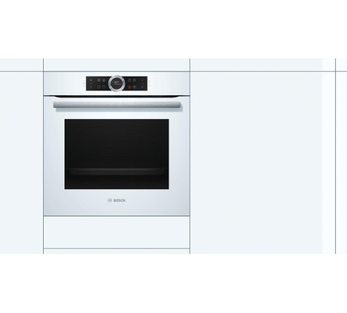 Встраиваемая электрическая духовка BOSCH 59.5x59.5x54.8 см, 71л, дисплей, 13 режимов, EcoClean, 3 стекла, белый
