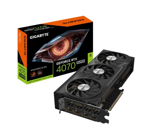 Видеокарта/ VGA GIGABYTE NVIDIA GeForce RTX 4070 SUPER 12GB, GDDR6X/192-bit, PCIe 4.0, 2xHDMI 2.1, 3xDP, 2.5-slot