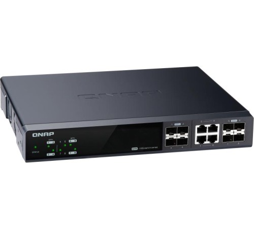 Коммутатор/ QNAP QSW-M804-4C 10 Gbps managed switch with 8 SFP + ports, 4 of which are combined with RJ-45, throughput up to 160 Gbps, JumboFrame support.