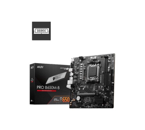 Материнская плата MSI PRO B650M-B,B650,AM5,2DDR5,1PCI-Ex16,1PCI-Ex1,1M.2,4SATA3,6USB3.2 Gen1,6USB2.0,HD Audio
