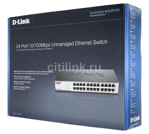 Коммутатор/ DES-1024D Unmanaged Switch 24x100Base-TX, metal case