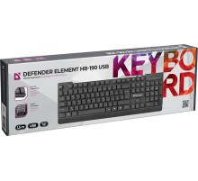 Проводная клавиатура Defender 45191 Element HB-190 USB RU,черный,полноразмерная